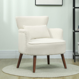 Fauteuil Ylraon Accoudoir Moderne Rembourré Coussin Lombaire Crème