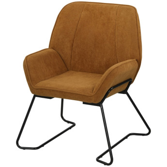 Calea Fauteuil de salon velours rembourré pieds métal marron