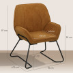 Calea Fauteuil de salon velours rembourré pieds métal marron