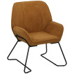 Calea Fauteuil de salon velours rembourré pieds métal marron