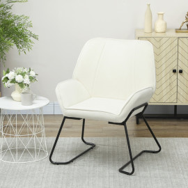 Fauteuil Erlriel velours rembourré métal crème