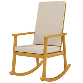 Fauteuil Verenson à bascule en acacia avec coussins beige