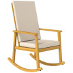 Fauteuil Verenson à bascule en acacia avec coussins beige