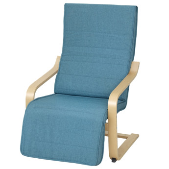 Fauteuil de salon Naloin fauteuil relax repose pieds réglable bleu