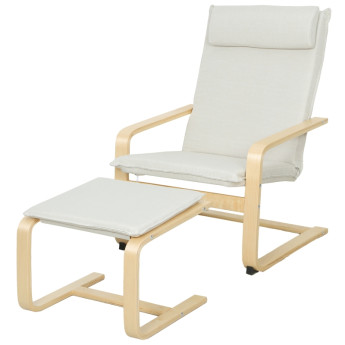 Fauteuil Elora de lecture avec repose pieds dossier haut crème