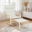 Fauteuil Elora de lecture avec repose pieds dossier haut crème