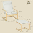 Fauteuil Elora de lecture avec repose pieds dossier haut crème