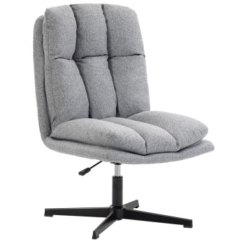 Fauteuil de salon Salvik pivotant effet lin gris clair