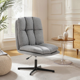 Fauteuil de salon Salvik pivotant effet lin gris clair
