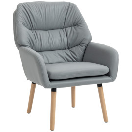 Felven Fauteuil moderne chambre dossier haut tissu effet cuir gris