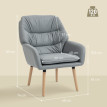 Felven Fauteuil moderne chambre dossier haut tissu effet cuir gris
