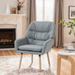 Felven Fauteuil moderne chambre dossier haut tissu effet cuir gris
