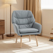 Felven Fauteuil moderne chambre dossier haut tissu effet cuir gris