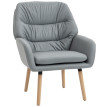 Felven Fauteuil moderne chambre dossier haut tissu effet cuir gris