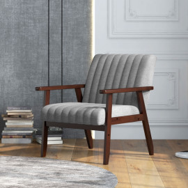 Fauteuil Belay moderne rembourré tissu bois gris