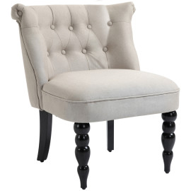 Fauteuil Verena vintage rembourré lin beige noir