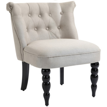 Fauteuil Verena vintage rembourré lin beige noir