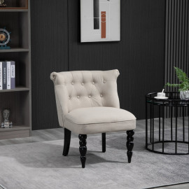 Fauteuil Verena vintage rembourré lin beige noir