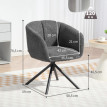 Fauteuil Velinel pivotant rembourré confortable gris foncé