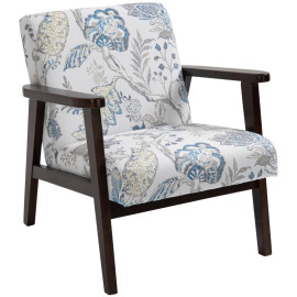 Chaise de Salon Valiel Fauteuil Rembourré Accoudoirs Bois Tissu Respirant Fantaisie florale