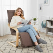 Aubon fauteuil relaxation repose pied bois massif marron