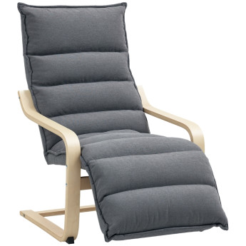 Fauteuil Salon Nalanova Velours Repose Pieds Réglable Gris Foncé