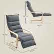 Fauteuil Salon Nalanova Velours Repose Pieds Réglable Gris Foncé