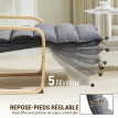 Fauteuil Salon Nalanova Velours Repose Pieds Réglable Gris Foncé