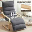Fauteuil Salon Nalanova Velours Repose Pieds Réglable Gris Foncé