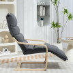 Fauteuil Salon Nalanova Velours Repose Pieds Réglable Gris Foncé