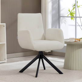 Fauteuil Pervik pivotant design moderne blanc crème