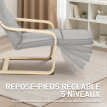 Fauteuil Veleo relax confort repose pied bois massif gris clair