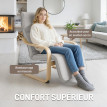 Fauteuil Veleo relax confort repose pied bois massif gris clair
