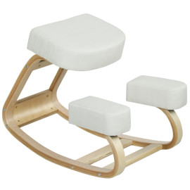 Fauteuil ergonomique Enrian chaise à genoux bois de bouleau crème
