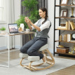 Fauteuil ergonomique Enrian chaise à genoux bois de bouleau crème