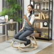 Chaise genouillère à bascule Meler ergonomique bois tissu gris