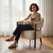 Fauteuil Darret salon chenille rembourré beige