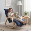 Fauteuil à bascule Toris repose pieds réglable bleu foncé