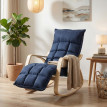Fauteuil à bascule Toris repose pieds réglable bleu foncé