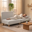 Fauteuil lit Delven 2 en 1 pliable gain de place tissu lin velours crème