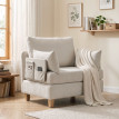 Fauteuil lit Delven 2 en 1 pliable gain de place tissu lin velours crème