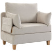 Fauteuil lit Delven 2 en 1 pliable gain de place tissu lin velours crème
