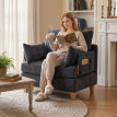 Celinora Fauteuil lit 1 place pliable 2 en 1 gris foncé