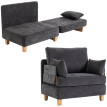 Celinora Fauteuil lit 1 place pliable 2 en 1 gris foncé