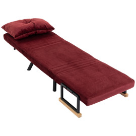 Fauteuil-lit Belolrio convertible inclinable velours rouge vin
