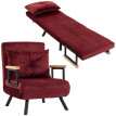 Fauteuil-lit Belolrio convertible inclinable velours rouge vin