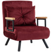 Fauteuil-lit Belolrio convertible inclinable velours rouge vin