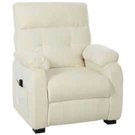 Talria Fauteuil inclinable électrique effet velours avec repose-pieds blanc