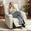 Talria Fauteuil inclinable électrique effet velours avec repose-pieds blanc