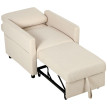 Fauteuil lit Velanot 3 en 1 tissu effet lin blanc crème